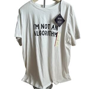 Ava & Viv Women's Plus Size Ivory Algorithm Graphic T-Shirt - Size 1X - NWT